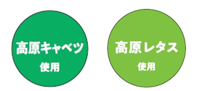 ファミリーマート 「高原キャベツ」「高原レタス」使用を示すデザイン
