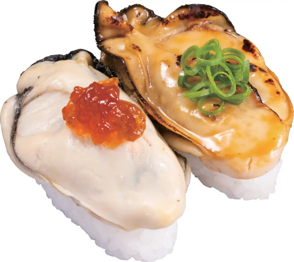 かっぱ寿司 「瀬戸内海産蒸し牡蠣食べ比べ(ポン酢ジュレ・焦がし醤油炙り)」